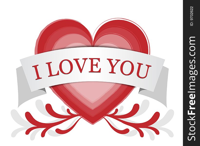 Illustrated heart with text i love you