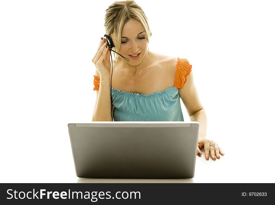 Woman with headset