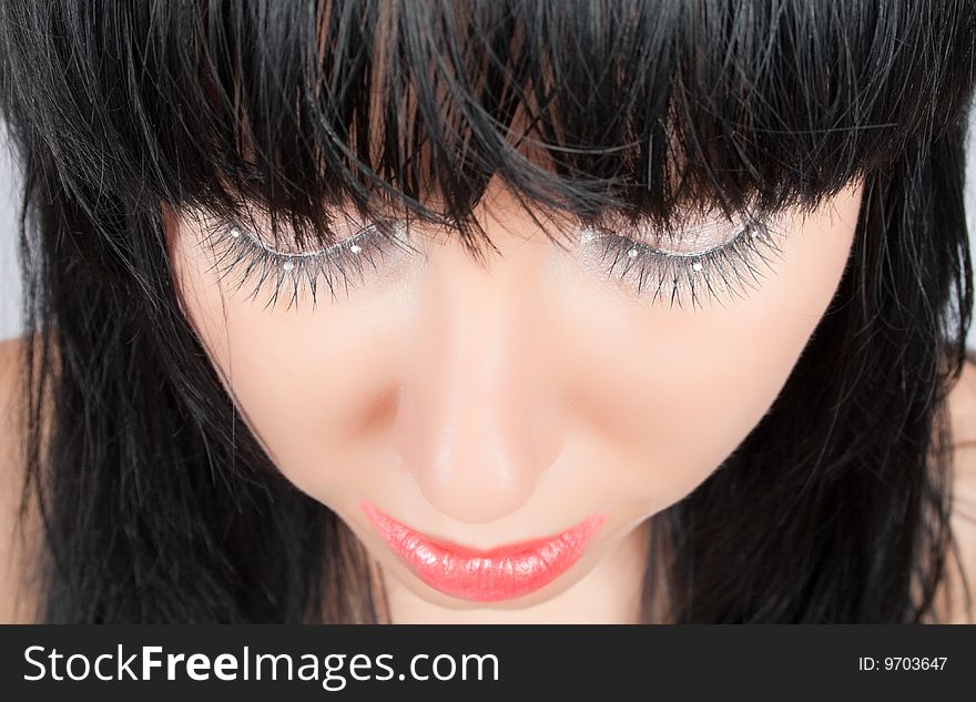 Alluring Brunette With Strassed Eyes Isolated