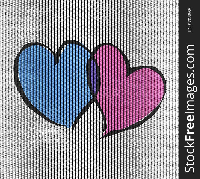 High quality computer generated hearts on cotton fabric