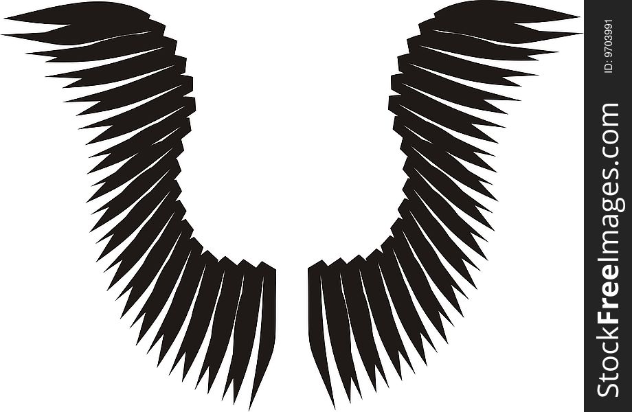 Angelic Wings  illustartion black