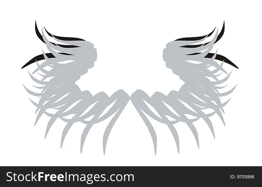 Angelic Wings  illustartion black