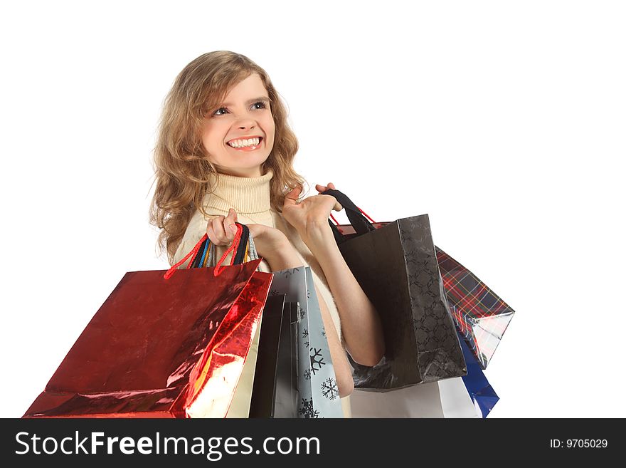 Happy Blonde With Paper Bags