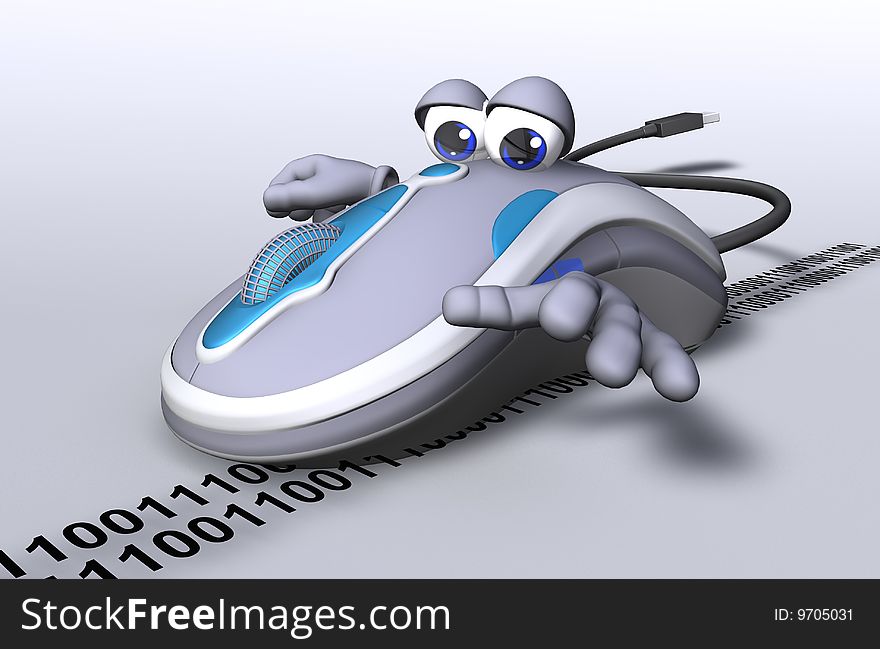 Computer mouse is driving on digital data. Computer mouse is driving on digital data