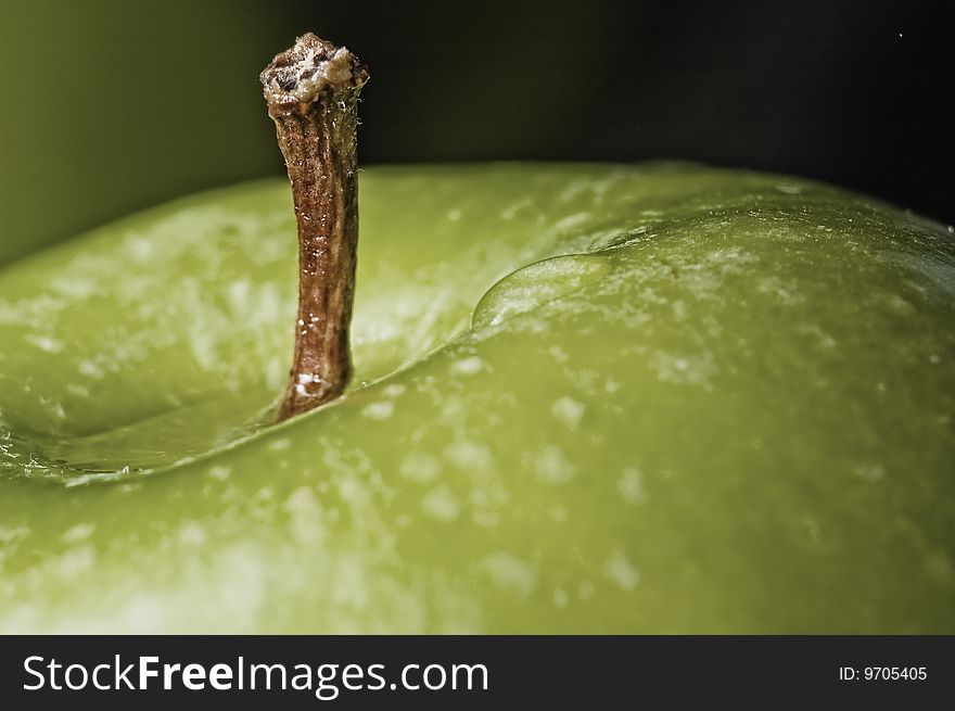 Close up shot of a green apple