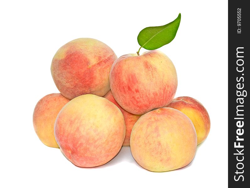 Pile of peaches  isolated on white background
