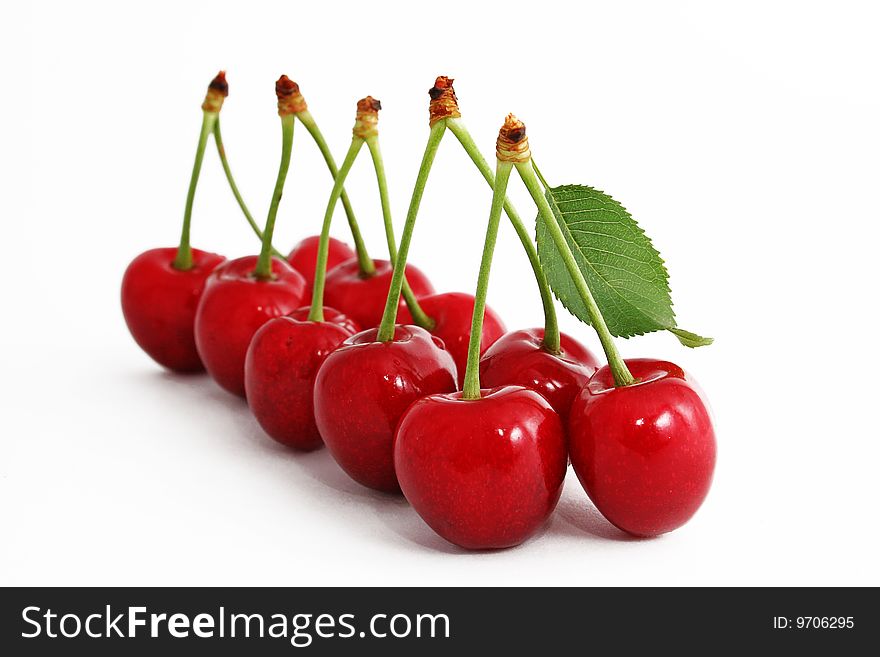 The Ripe sweet cherries.It Is Insulated on white. The Ripe sweet cherries.It Is Insulated on white