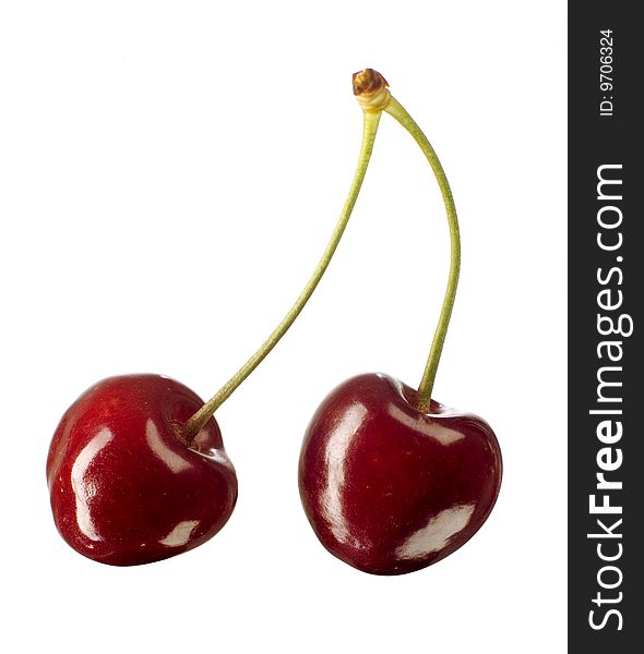 A pair of cherry with white background