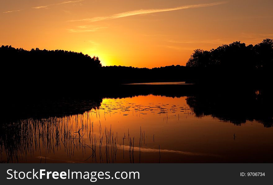 Sunset on wood lake