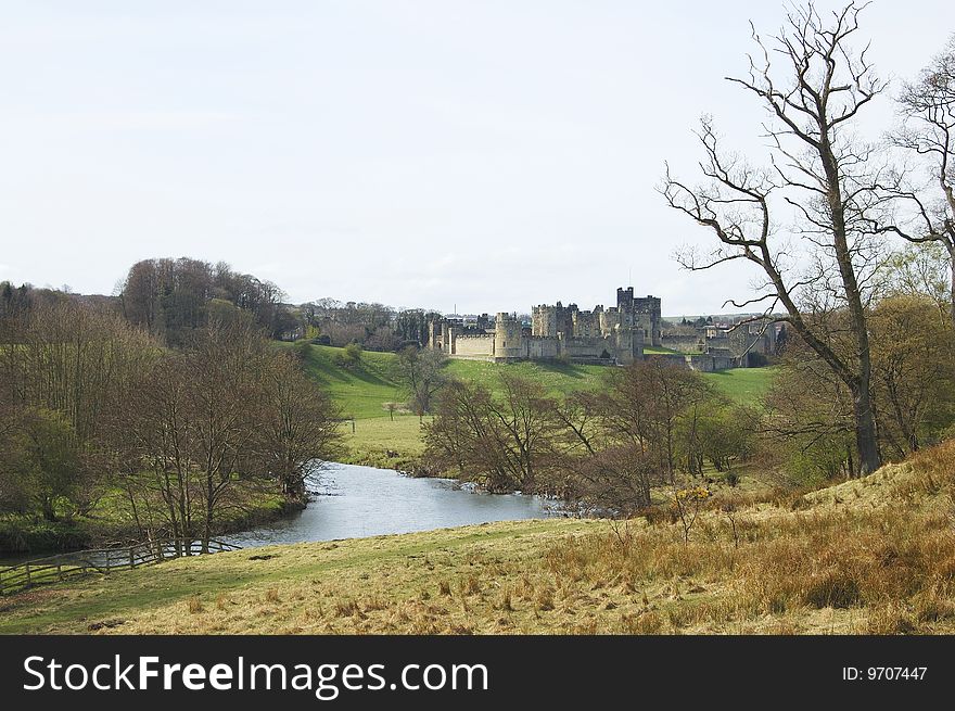 View of Alnwick castle in Northumberland, England