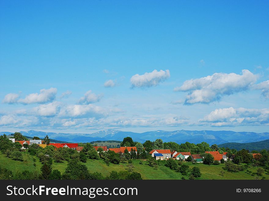 Landscape with a romanian small village. Landscape with a romanian small village