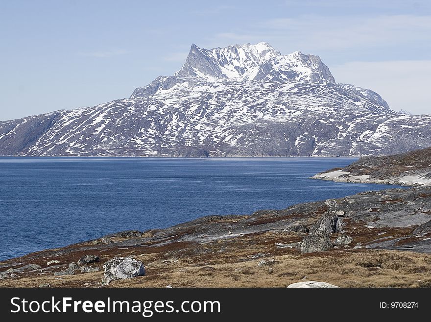 Sermitsiaq, the majestic mountain near the capital of Greenland, Nuuk
