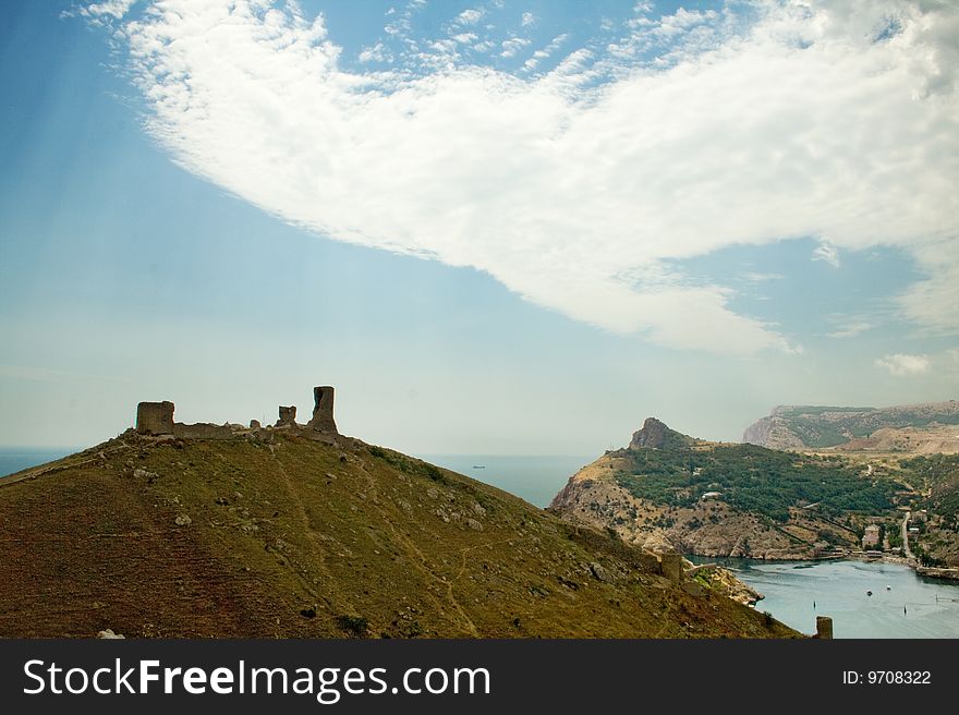 Black Sea, Mountains and clouds in the sky. Black Sea, Mountains and clouds in the sky