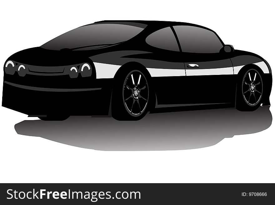 An illustration of a black car