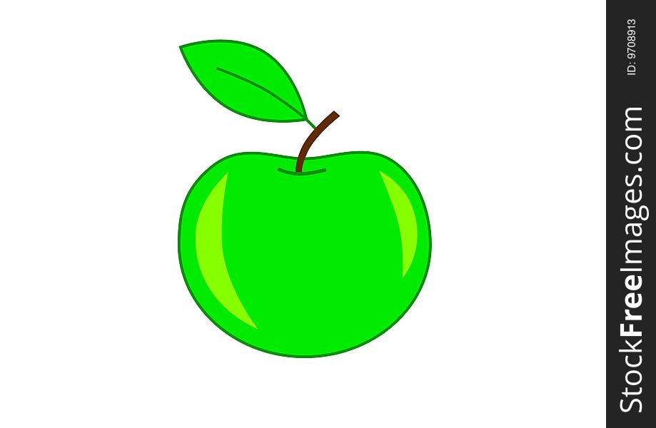Green apple  on a white background