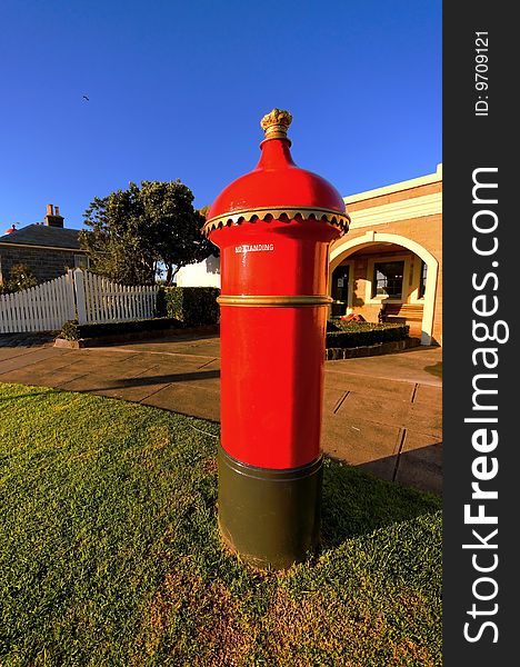 Bright red old post box in Australia