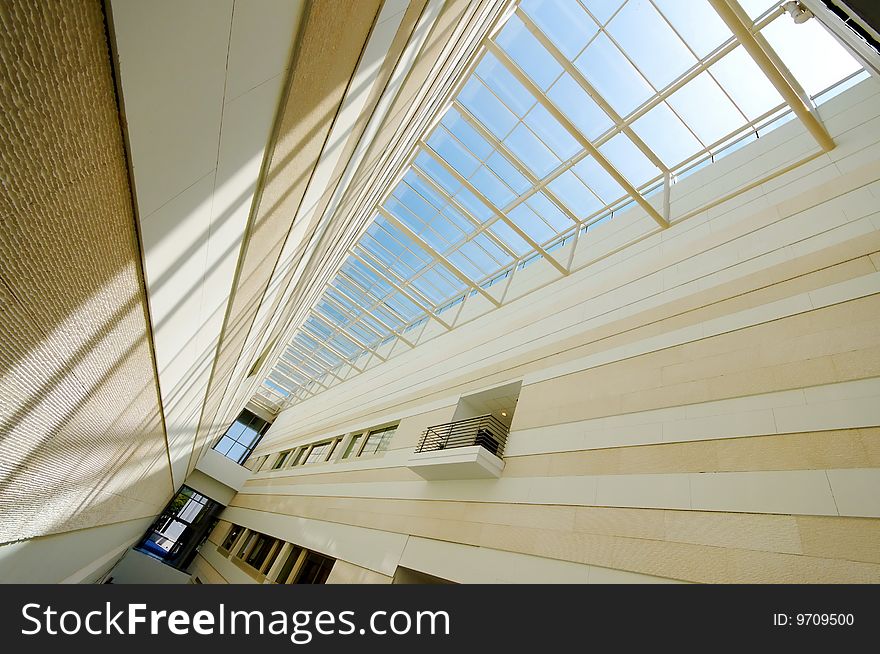 Walls and glass roof in a modern music conservatory. Walls and glass roof in a modern music conservatory