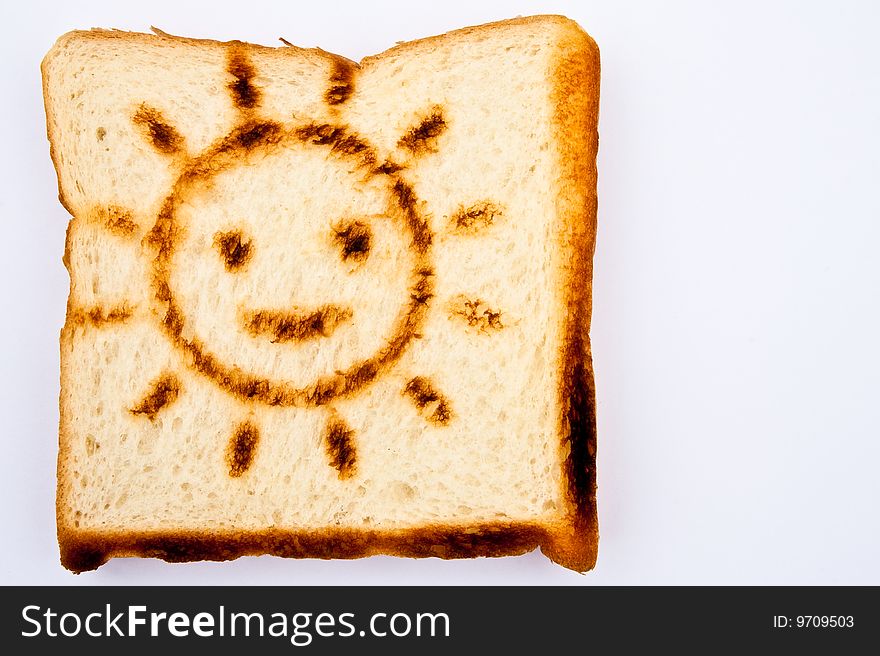Toast with smiling sun burned, breakfast for children
