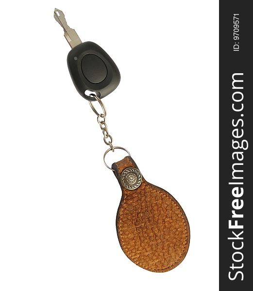 Car's electronic key and Capybara leather keyring. Car's electronic key and Capybara leather keyring