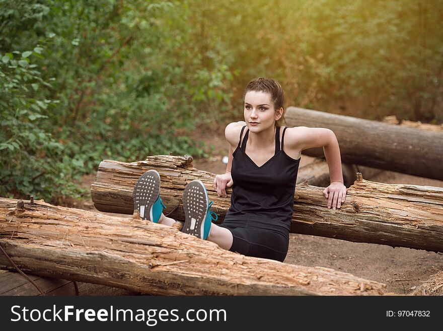 Healthy Fitness Woman Exercising Outdoors