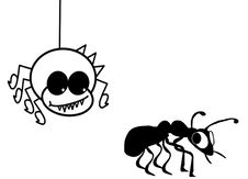 Spider Scrolling Down Harassing An Ant Royalty Free Stock Photography Spider Scrolling Down Harassing An Ant Royalty Free Stock Photography