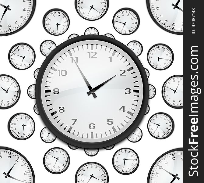 Clock, Black And White, Font, Circle