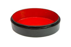 Oval Black And Red Wooden Casket Isolated Stock Photo