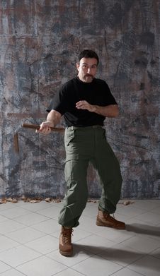 Man Practice Martial Arts With Nunchaku Royalty Free Stock Photography