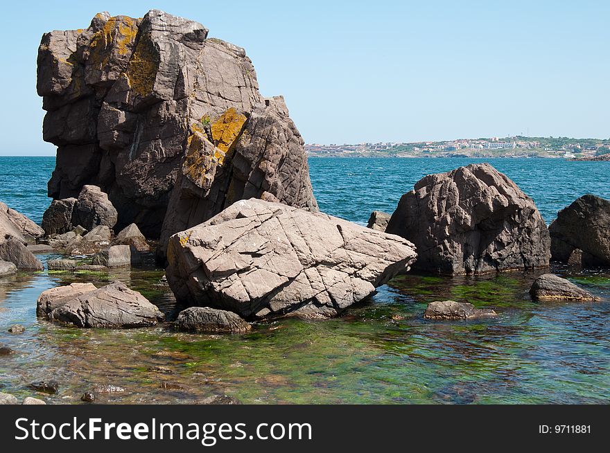 Rock and stones in the black sea