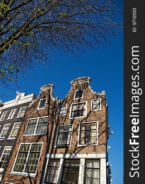 Front facades of some typical houses in Amsterdam. Front facades of some typical houses in Amsterdam.