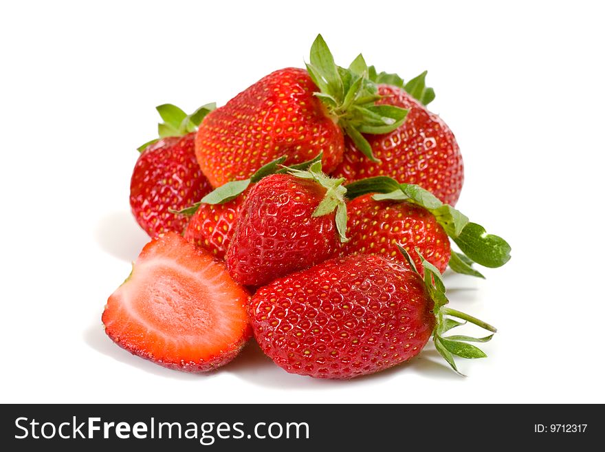 A fresh and tasty strawberries isolated on white background