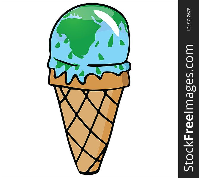 Effects of Global warming - melting world ice-cream