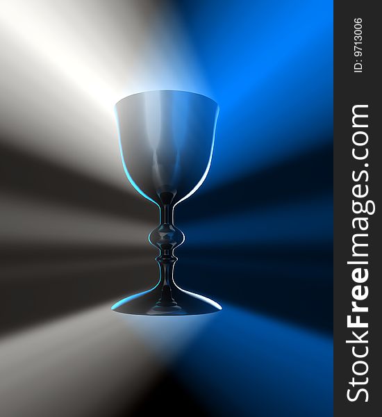 Chalice into color blue light. Chalice into color blue light