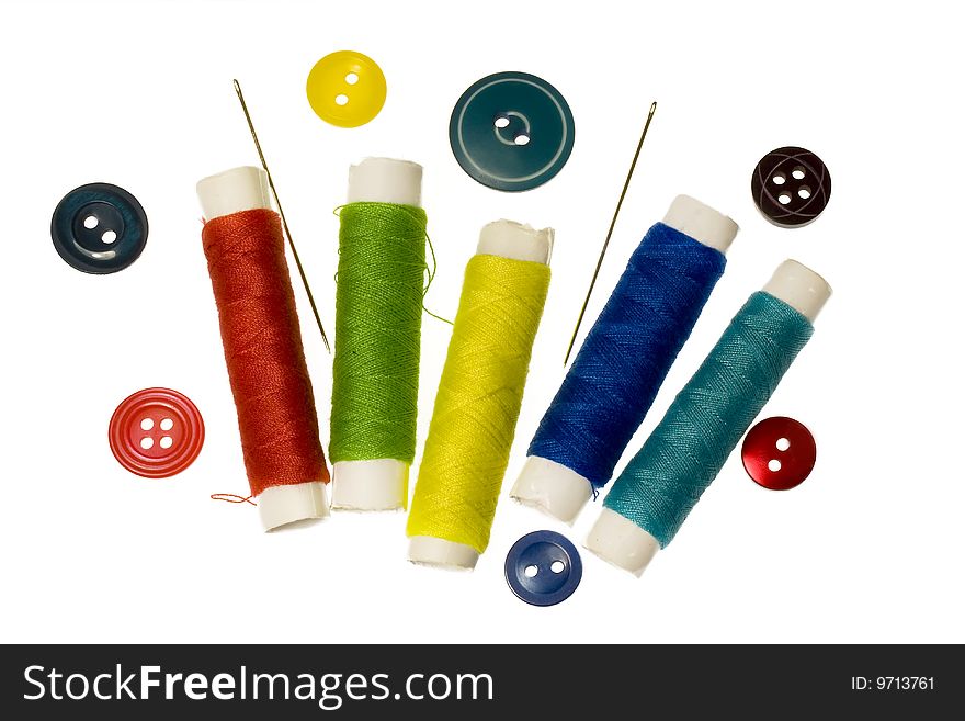 Colorful yarn and buttons