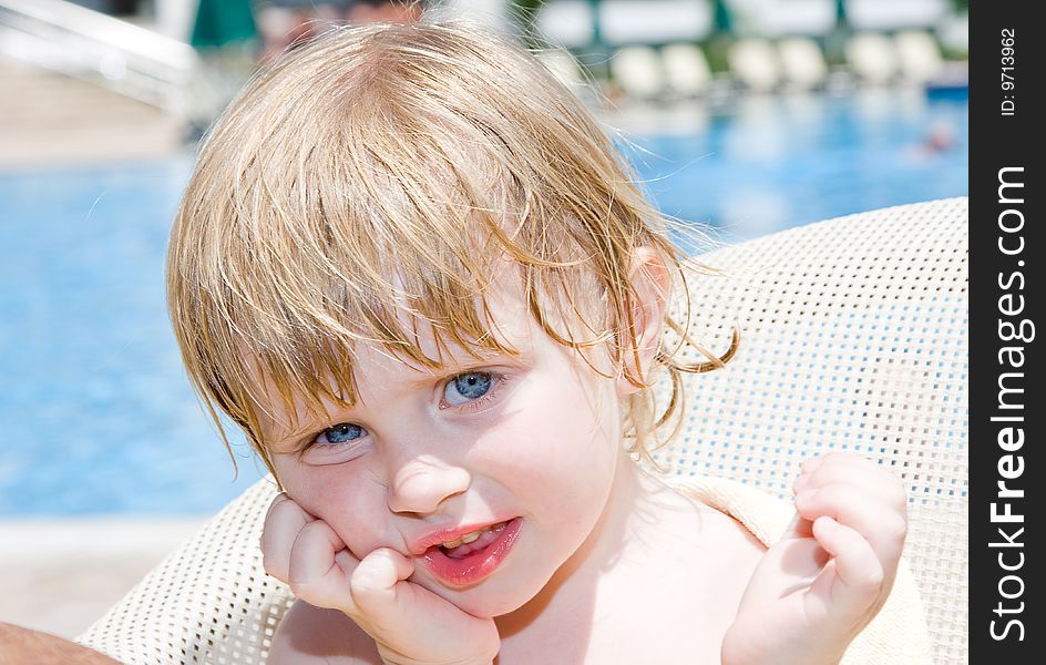 Little Girl In The  Pool