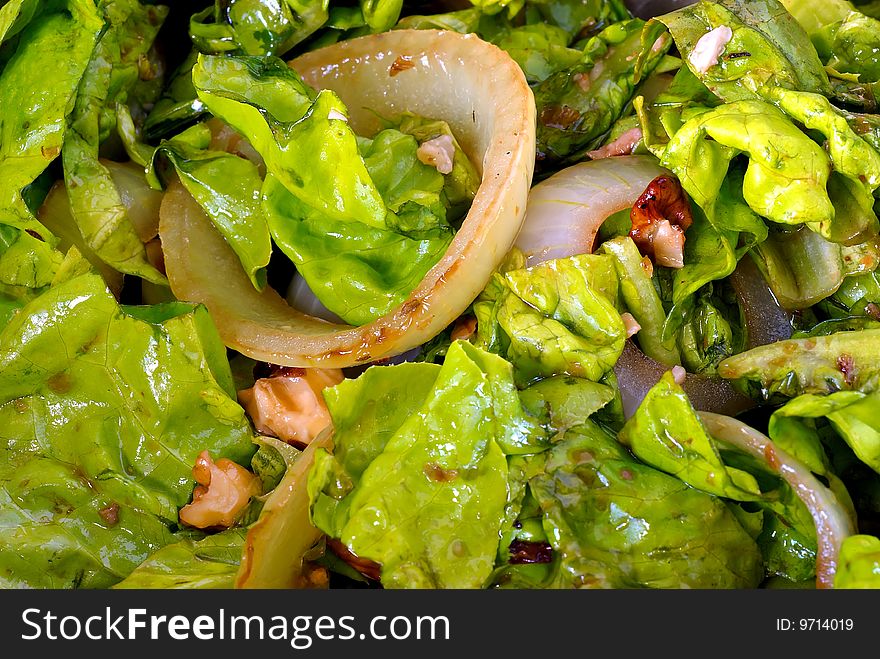 Salad With Onion And Walnuts