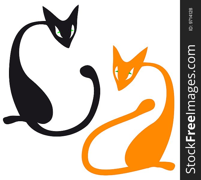 Vector style image two cats. Vector style image two cats