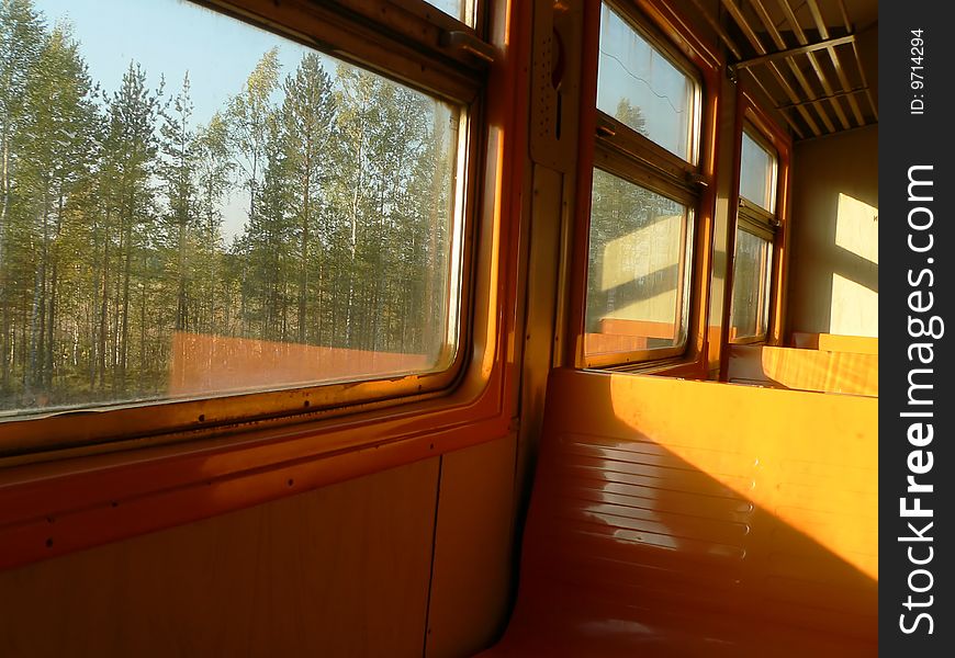 The railway carriage into electric train.