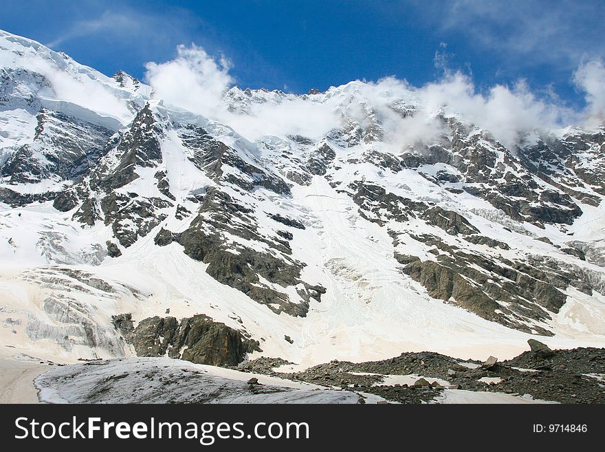 Caucasus mountain, snow top, bezengi