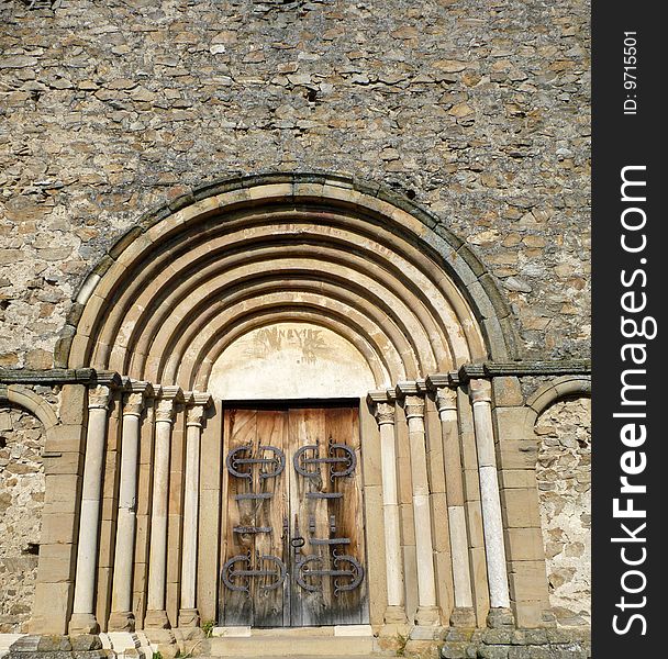 Front view of an ancient doorway to a medieval church. Front view of an ancient doorway to a medieval church