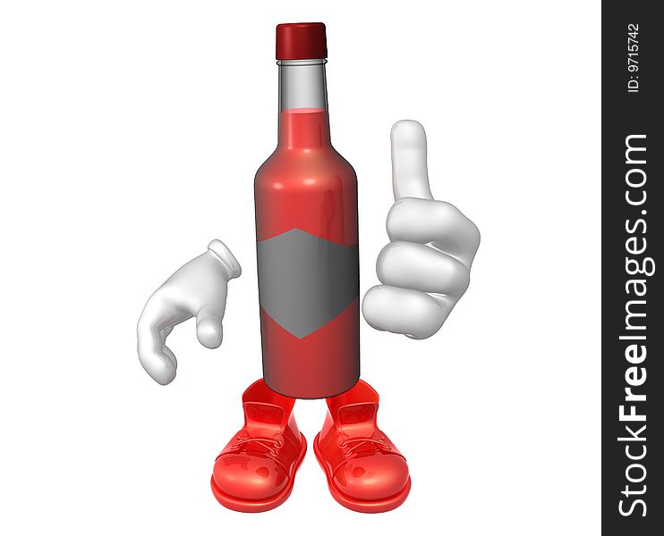Mr hot sauce bottle 3d character mascot. Mr hot sauce bottle 3d character mascot