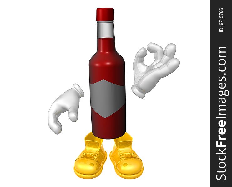 Mr hot sauce bottle 3d character mascot. Mr hot sauce bottle 3d character mascot