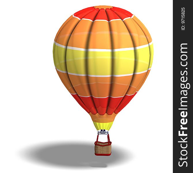 Rendering of a colorful balloon with Clipping Path and shadow over white