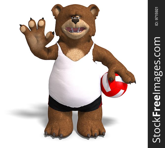 Funny Bear Plays Volleyball