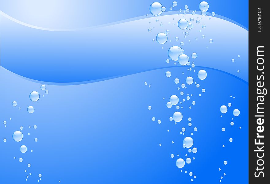 Underwater background with blue bubbles and wave. Additional vector format in EPS (v.8).