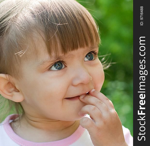 Funny little girl closeup portrait. Funny little girl closeup portrait