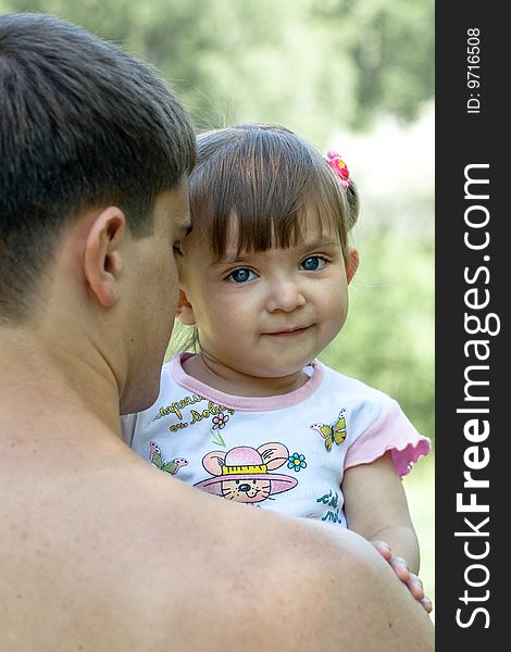 Father And Daughter Outdoor In Summer Tender Shot