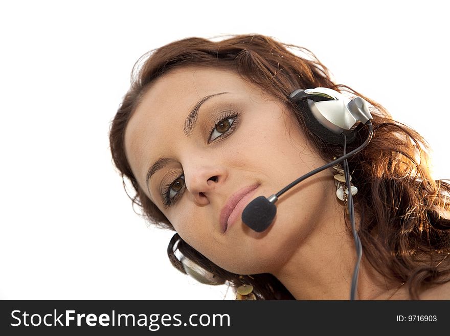 Beautiful  customer service woman isolated