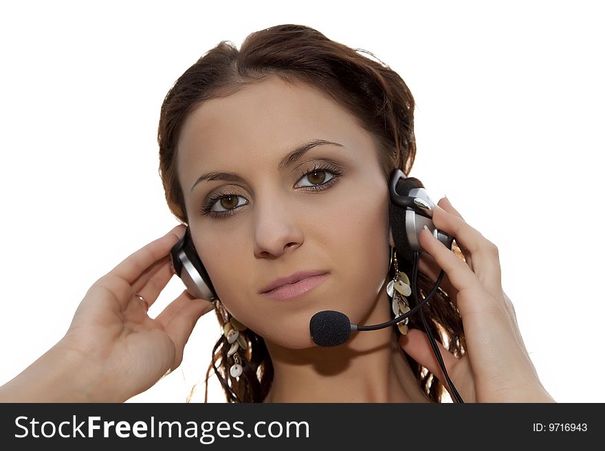 Beautiful  customer service woman isolated