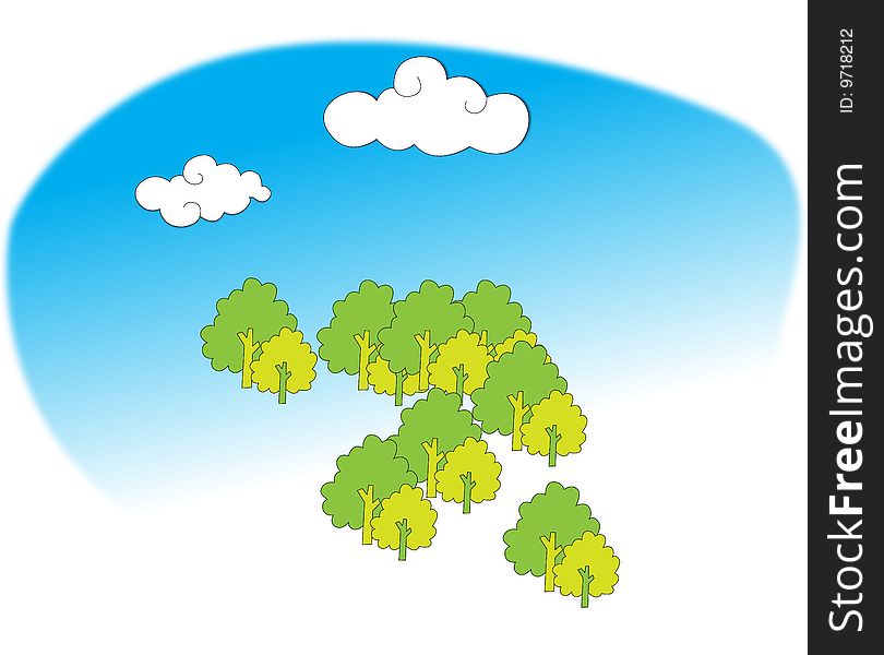 A group of tree under blue sky with cloud